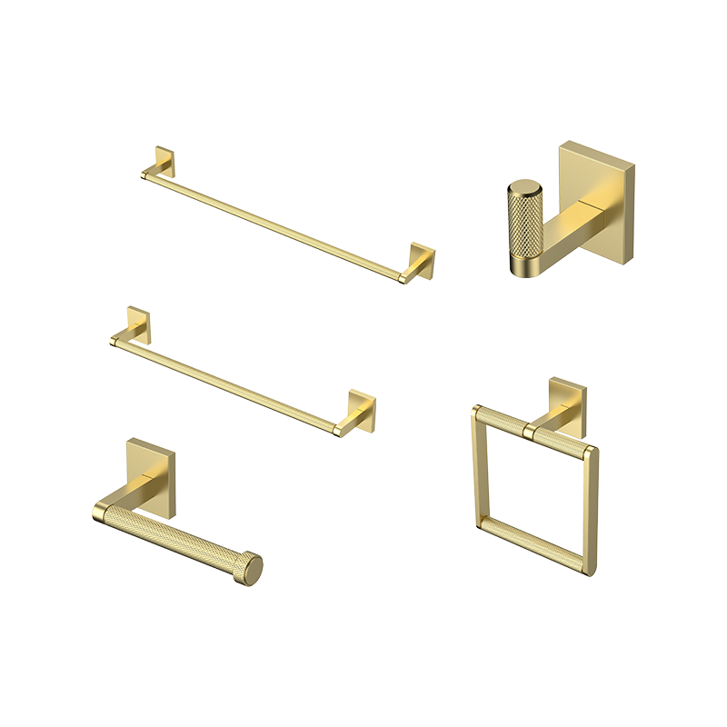 Bathroom accessories set, 5-piece gold rolled pattern set, bathroom hardware set, wall mounted