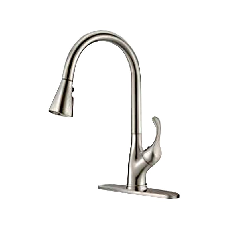 Brushed nickel three-function blade water stainless steel kitchen pull faucet