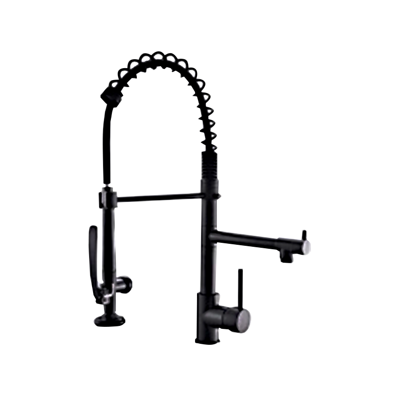 Sub black stainless steel spring withdrawable two function button kitchen faucet