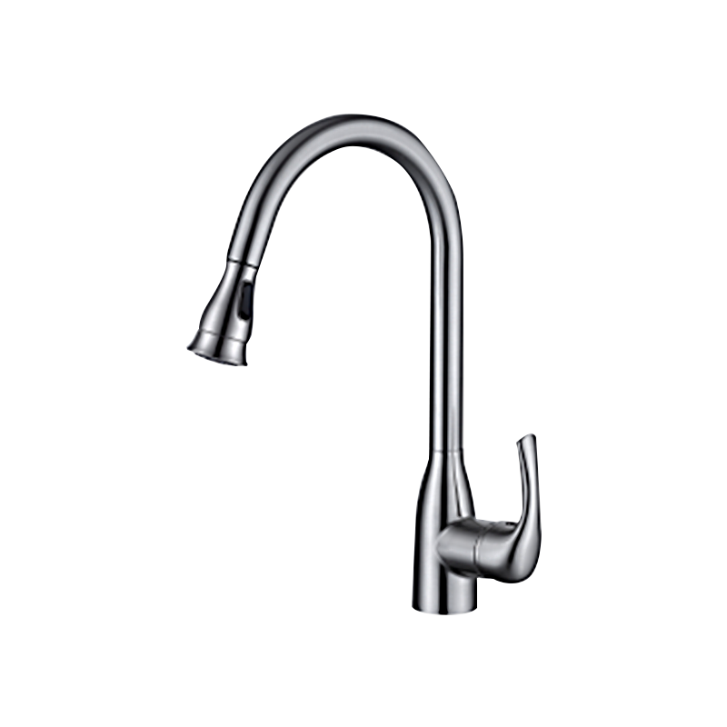 Single handle high arc brushed nickel pull-out kitchen faucet