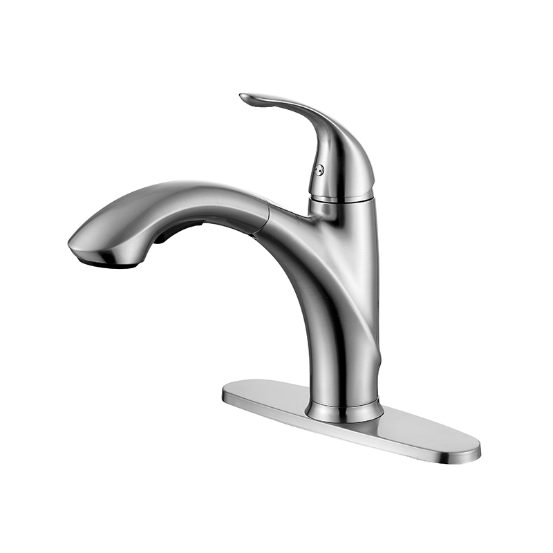 Brushed nickel single handle single lever kitchen sink faucet, suitable for kitchen sinks, 1 or 3 hole small kitchen faucet with deck
