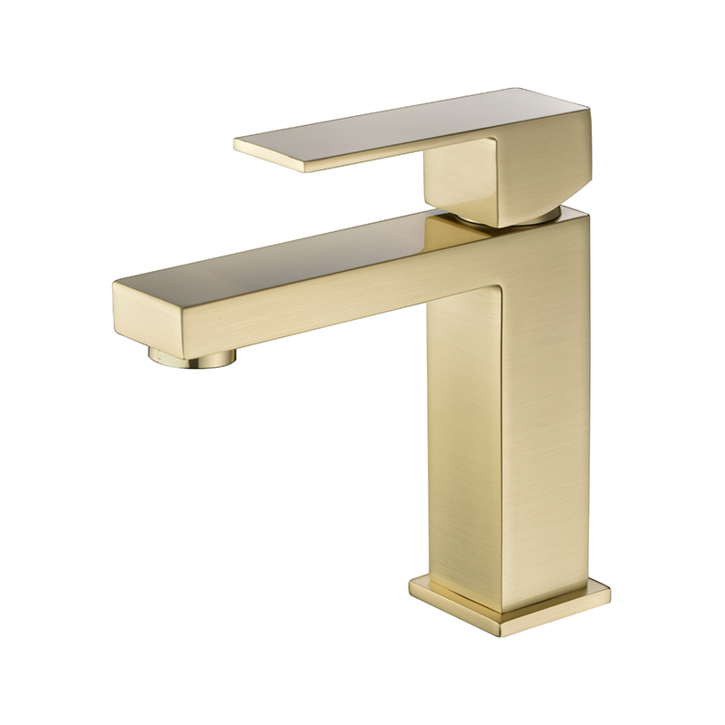 Brushed gold bathroom faucet, modern single hole bathroom vanity faucet, single handle bathroom sink faucet gold