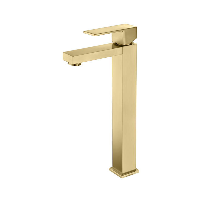 Brushed gold bathroom faucet, modern single hole bathroom vanity faucet, single handle bathroom sink faucet gold